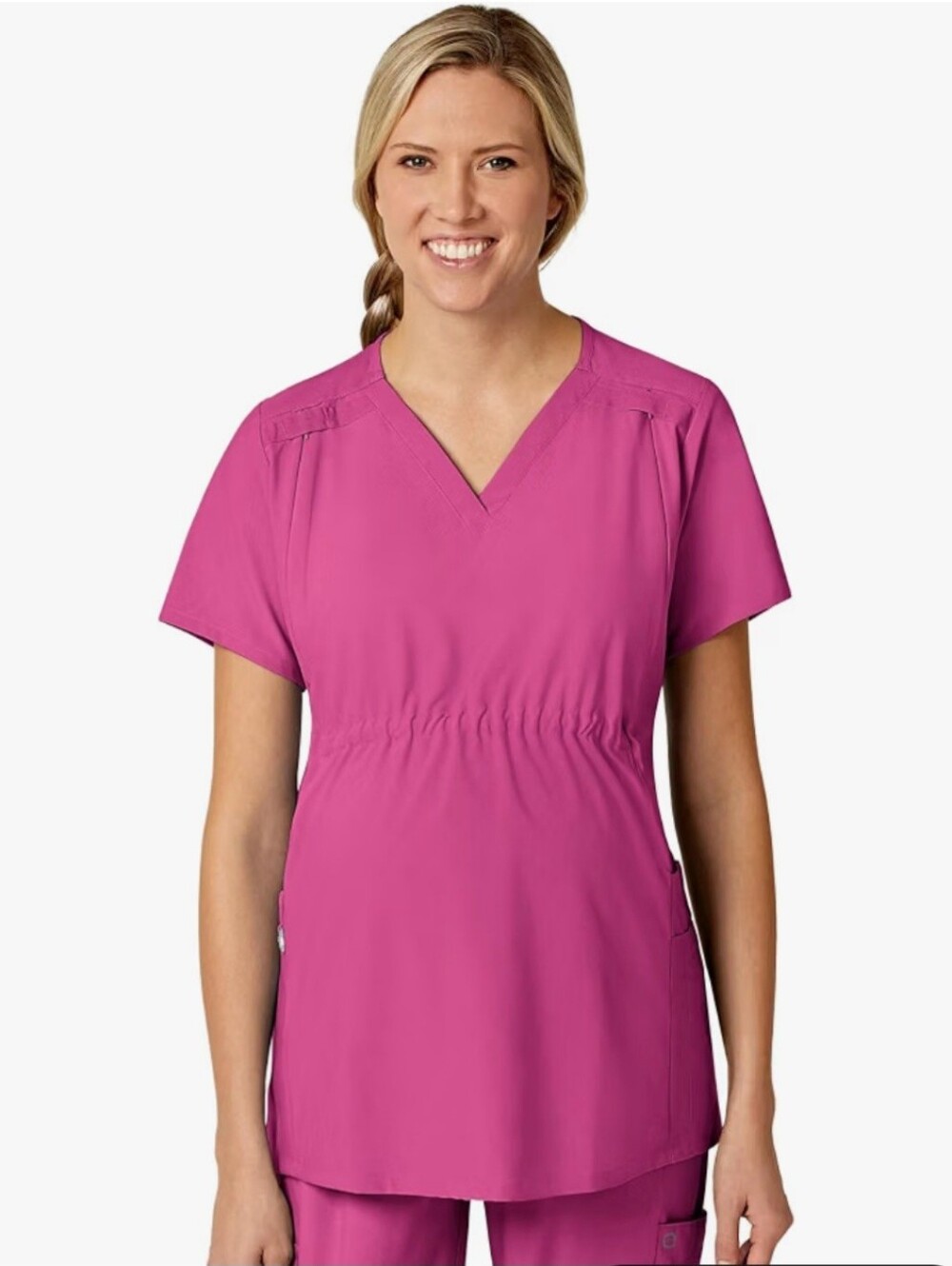 WINK Women's Maternity V- Neck Scrub Top- Hot Pink Size Medium